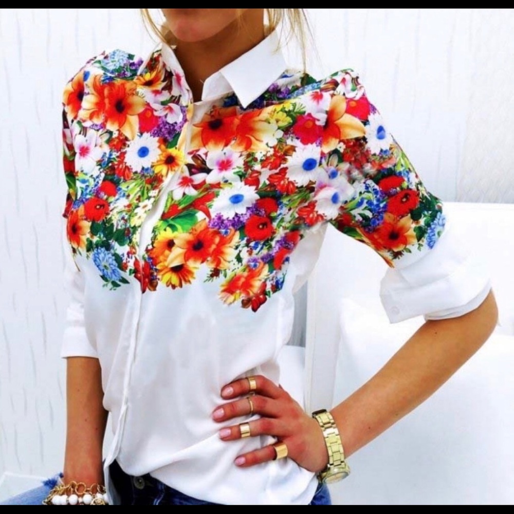 Floral button down blouse